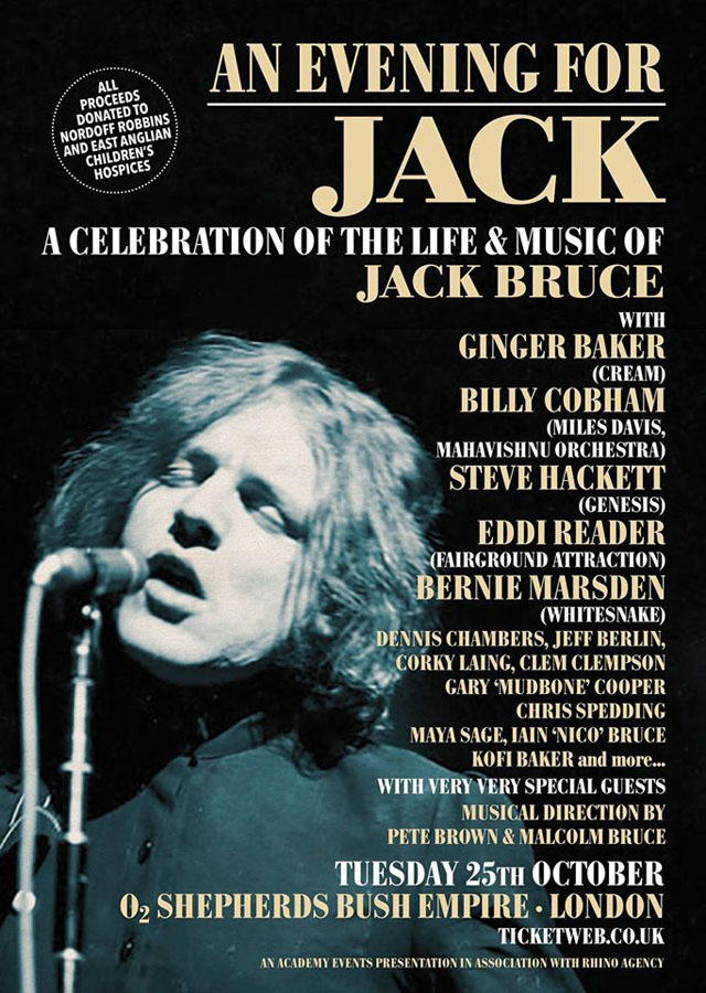 An Evening For JACK - A Celebration of the Life & Music of Jack Bruce, London, 25 October 2016