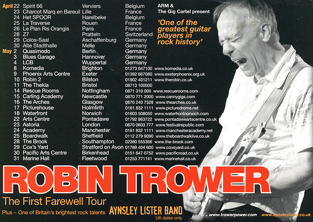 Robin Trower - April/May 2018 UK Tour (flyer)